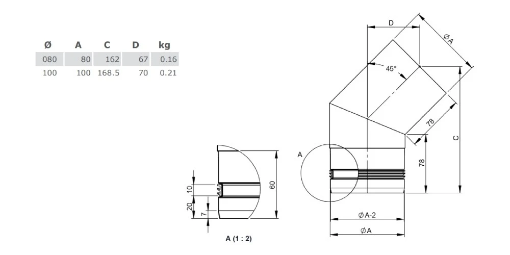 Pelletofenrohr - Winkel 45° Starr - Jeremias Pellet-Line 2 Pelletofenrohr - Winkel 45° Starr - Jeremias Pellet-Line – Bild 2