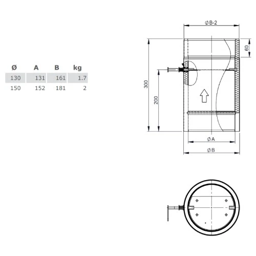 Ofenrohr - Doppelwandig - Längenelement 300 Mm Mit Drosselklappe Gussgrau - Jeremias Iso-Line 2 Ofenrohr - Doppelwandig - Längenelement 300 Mm Mit Drosselklappe Gussgrau - Jeremias Iso-Line – Bild 2