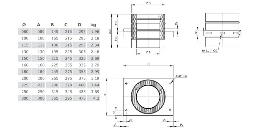Grundplatte Für Zwischenstütze - Doppelwandig - Jeremias DW-Silver 3 Grundplatte Für Zwischenstütze - Doppelwandig - Jeremias DW-Silver – Bild 3