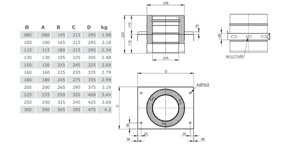 Grundplatte Für Zwischenstütze Aus Kupfer - Doppelwandig - Jeremias DW-FU 2 Grundplatte Für Zwischenstütze Aus Kupfer - Doppelwandig - Jeremias DW-FU – Bild 2