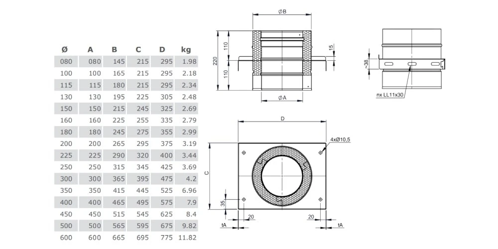 Grundplatte Für Zwischenstütze - Doppelwandig - Jeremias DW-FU 3 Grundplatte Für Zwischenstütze - Doppelwandig - Jeremias DW-FU – Bild 3