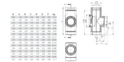 T-Anschluss 87° Inkl. Reinigung Gegenüberliegend (gleiche Höhe) - Doppelwandig - Jeremias DW-FU -Schornstein Fachhandel Verkäufe DW421 zeichnung 1600x1600