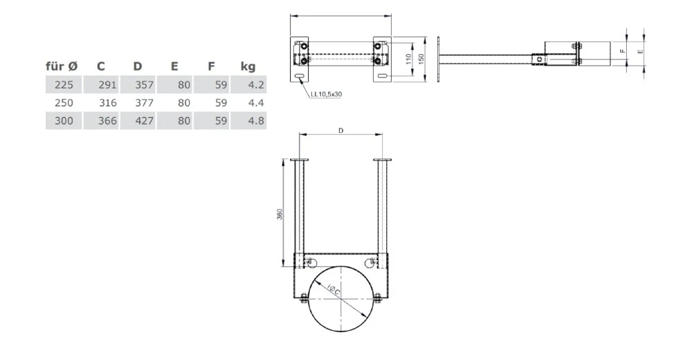 Wandabstandshalter 50 - 360 Mm, Altkupfer Lackiert Für Jeremias DW-FU 2 Wandabstandshalter 50 - 360 Mm, Altkupfer Lackiert Für Jeremias DW-FU – Bild 2