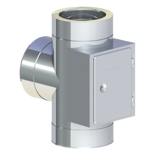 T-Anschluss 90° Mit Reinigung Gegenüberliegend - Doppelwandig - Jeremias DW-ECO 1 T-Anschluss 90° Mit Reinigung Gegenüberliegend - Doppelwandig - Jeremias DW-ECO