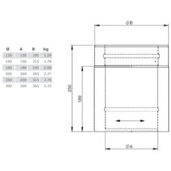 Längenelement 250 Mm - Doppelwandig - Jeremias DW-Vision -Schornstein Fachhandel Verkäufe DWV15 Bauteilzeichnung 1600x1600