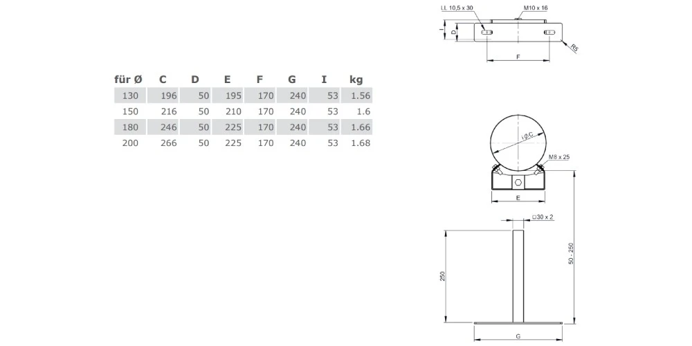 Wandabstandshalter Verstellbar 50 - 250 Mm - Doppelwandig - Jeremias DW-Vision 2 Wandabstandshalter Verstellbar 50 - 250 Mm - Doppelwandig - Jeremias DW-Vision – Bild 2