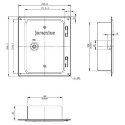 Edelstahlkamintüre 210 X 140 Mm Mit Schiebestutzen 60 Mm Gerade - Einwandig - Jeremias EW-FU -Schornstein Fachhandel Verkäufe Edelstahlkamintuer 210 x 140 mm mit Schiebestutzen 60 mm gerade Jeremias EW FU Bauteilzeichnung 1600x1600