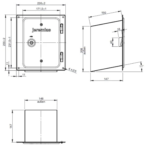 Edelstahlkamintüre 210 X 140 Mm Mit Rußschutzüre & Schiebestutzen 150 Mm Schräg - Jeremias EW-FU 2 Edelstahlkamintüre 210 X 140 Mm Mit Rußschutzüre & Schiebestutzen 150 Mm Schräg - Jeremias EW-FU – Bild 2
