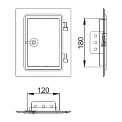 Edelstahlkamintüre - Einwandig - Reuter EW-BLUE -Schornstein Fachhandel Verkäufe Edelstahltuer 120x180 mm Reuter EW BLUE zeichnung 1600x1600