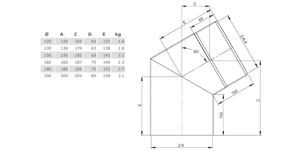 Ofenrohr - Winkel 60° Ohne Tür - Schwarz - Jeremias Ferro-Lux 4 Ofenrohr - Winkel 60° Ohne Tür - Schwarz - Jeremias Ferro-Lux – Bild 4