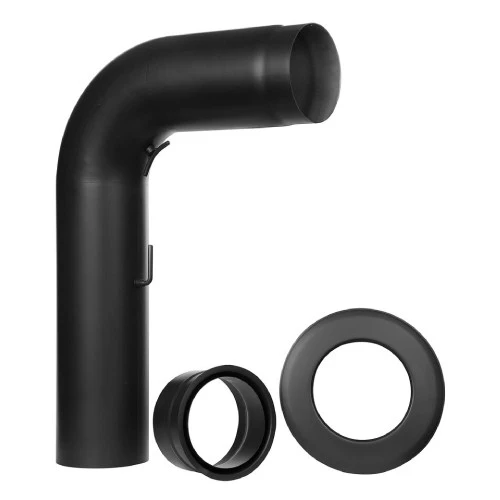 Ofenrohr - Vollformbogenrohr (Schenkellänge 500/700 Mm) - Anschluss-SET Oben - Schwarz - Ferro-Lux 1 Ofenrohr - Vollformbogenrohr (Schenkellänge 500/700 Mm) - Anschluss-SET Oben - Schwarz - Ferro-Lux