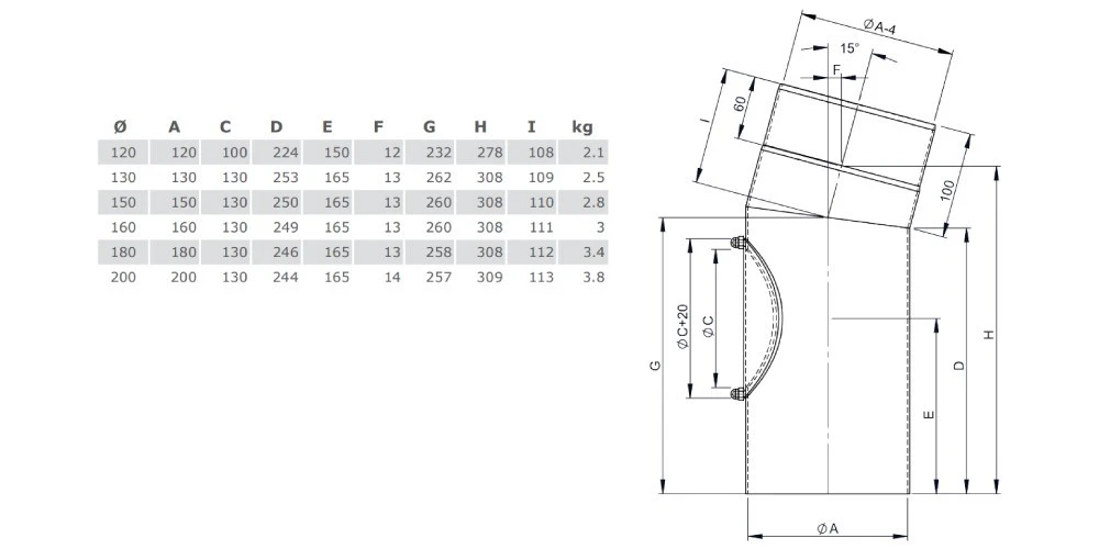 Ofenrohr - Winkel 15° Mit Tür - Gussgrau - Jeremias Ferro-Lux 2 Ofenrohr - Winkel 15° Mit Tür - Gussgrau - Jeremias Ferro-Lux – Bild 2