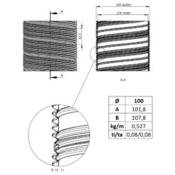 Flexrohr Doppellagig Ø 100 Mm, Edelstahl -Schornstein Fachhandel Verkäufe Flexrohr 2 lagig 100 mm zeichnung 1600x1600