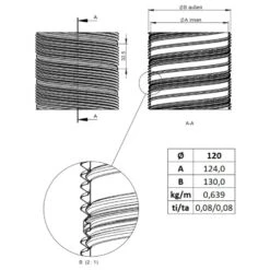 Flexrohr Doppellagig Ø 120 Mm, Edelstahl -Schornstein Fachhandel Verkäufe Flexrohr 2 lagig 120 mm zeichnung 1600x1600