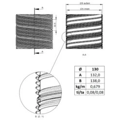 Flexrohr Doppellagig Ø 130 Mm, Edelstahl -Schornstein Fachhandel Verkäufe Flexrohr 2 lagig 130 mm zeichnung 1600x1600