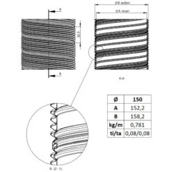 Flexrohr Doppellagig Ø 150 Mm, Edelstahl 9 Flexrohr Doppellagig Ø 150 Mm, Edelstahl -Schornstein Fachhandel Verkäufe Flexrohr 2 lagig 150 mm zeichnung 1600x1600
