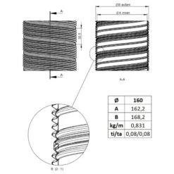 Flexrohr Doppellagig Ø 160 Mm, Edelstahl -Schornstein Fachhandel Verkäufe Flexrohr 2 lagig 160 mm zeichnung 1600x1600