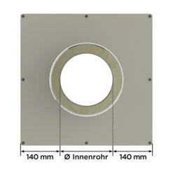 Wanddurchführung Kürzbar Für Wandstärken Bis 500 Mm - Jeremias LUX-NOVA -Schornstein Fachhandel Verkäufe Jeremias LUX NOVA Wanddurchfuwhrung Vorderansicht mit Masse 1600x1600