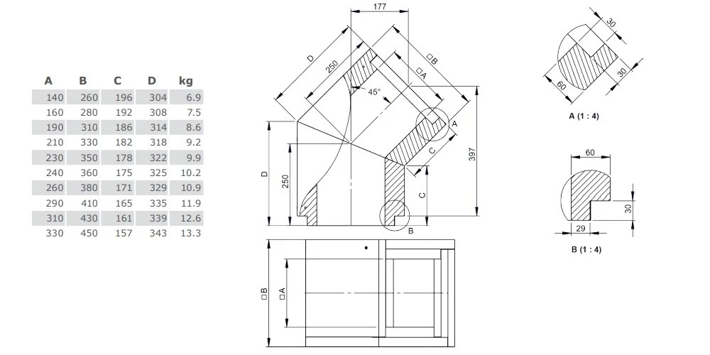 Leichtbauschornstein - Winkel 45° - Jeremias FURADO-A 2 Leichtbauschornstein - Winkel 45° - Jeremias FURADO-A – Bild 2