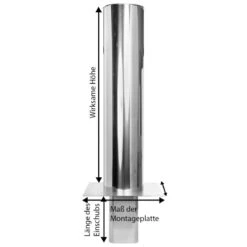 Schornsteinverlängerung - Einwandig - 2000 Mm Wirksame Höhe -Schornstein Fachhandel Verkäufe Masseinheiten Kaminerhoehung einwandig mit eckigem Einschub 1600x1600 3