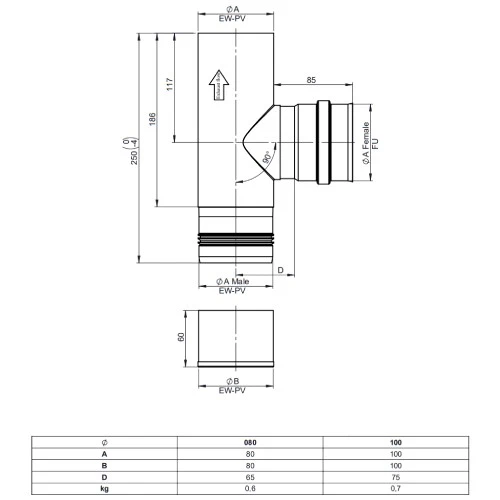 Pelletofenrohr - T-Anschluss 90° Mit Abnehmbarer Kondensatschale - Schwarz - Jeremias Pellet-Line 2 Pelletofenrohr - T-Anschluss 90° Mit Abnehmbarer Kondensatschale - Schwarz - Jeremias Pellet-Line – Bild 2