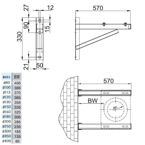Wandstützen & Querträger 570 Mm - Doppelwandig - Reuter DW-Systeme 2 Wandstützen & Querträger 570 Mm - Doppelwandig - Reuter DW-Systeme – Bild 2